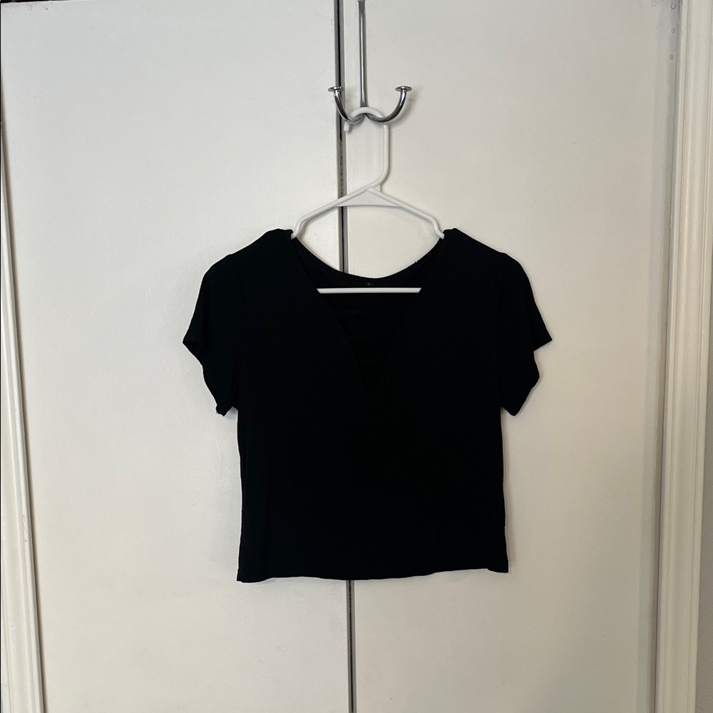 Black V-Neck Women's Crop Top